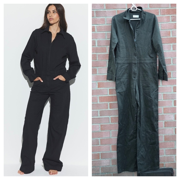 Rivet Utility Boyfriend Army Green Jumpsuit Large